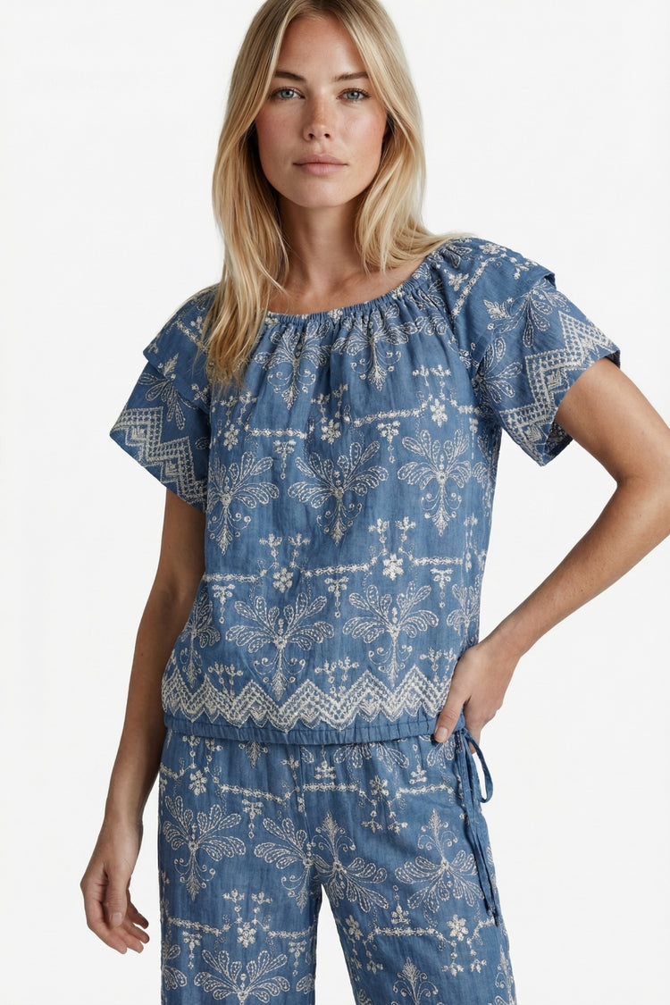 Fallon Top | Denim Mid Blue