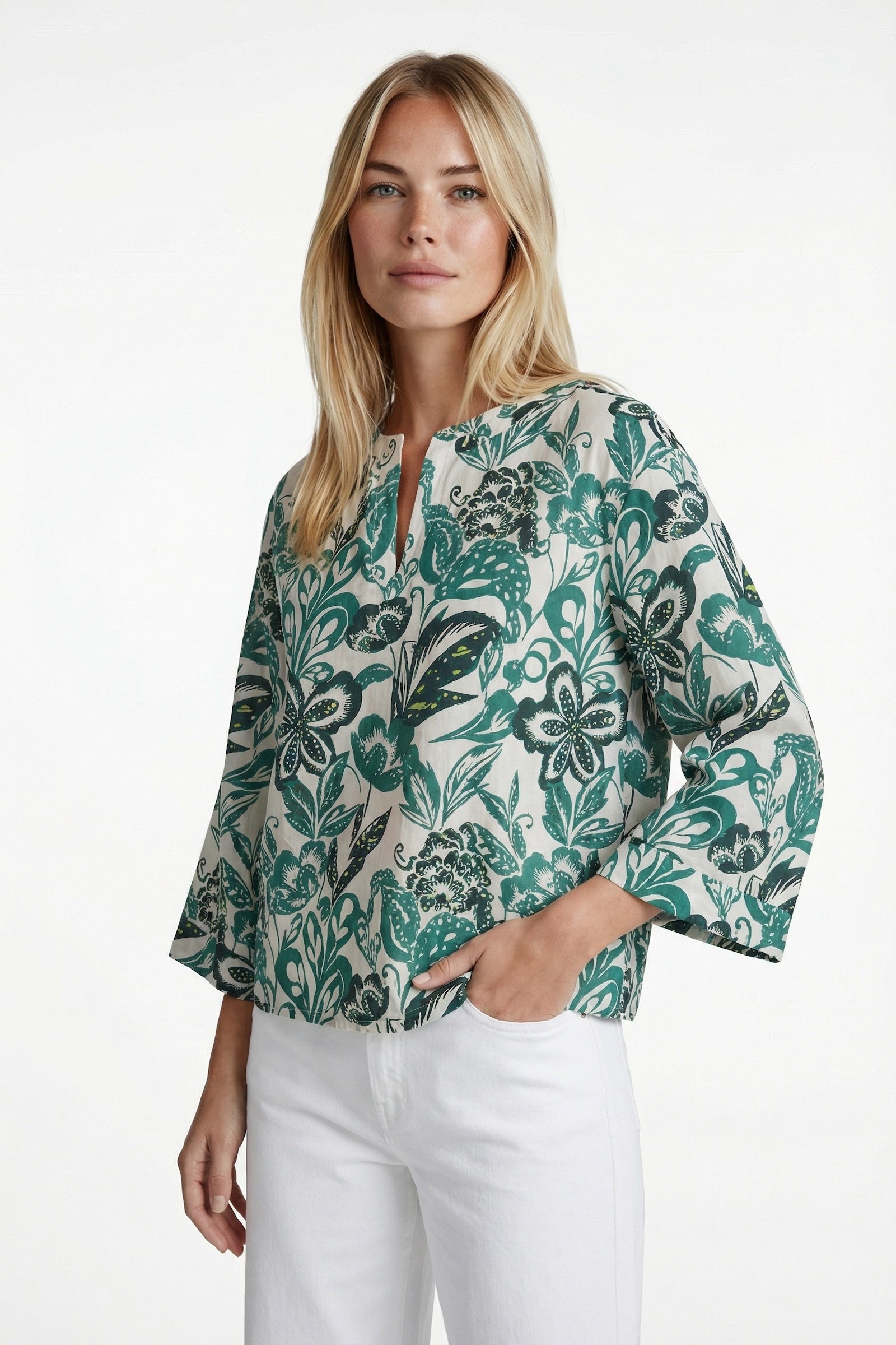 Wilhelmine top | Sand/Vintage Green