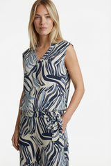 Karla Top | Sand/Light Jeans Blue