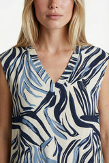 Karla Top | Sand/Light Jeans Blue