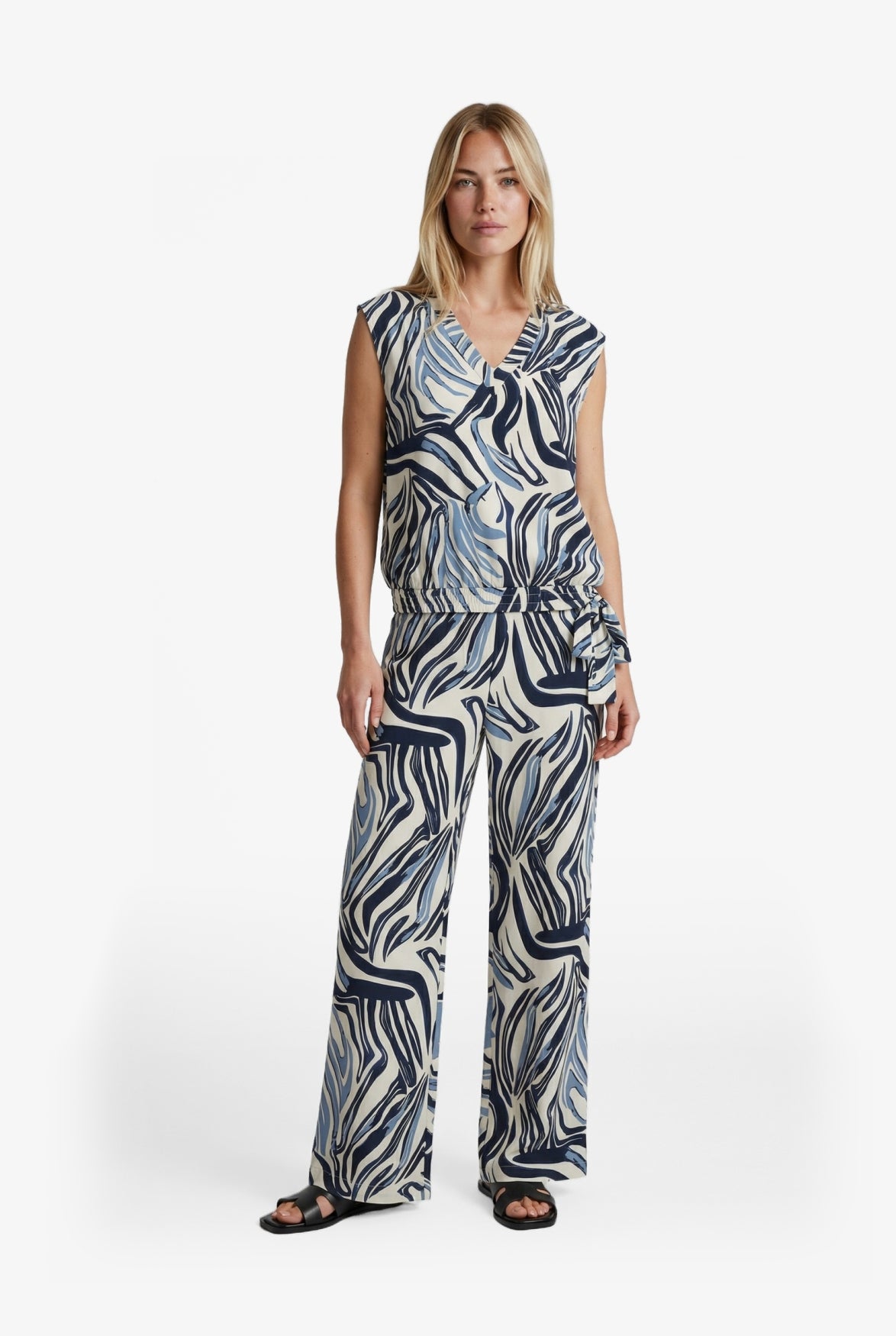 Sigrid Hose | Sand/Helljeansblau
