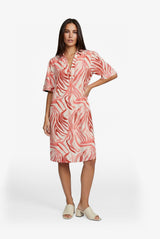 Alette jurk | Sand/Cranberry