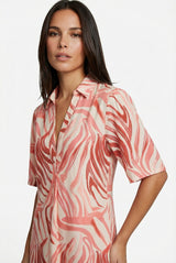 Alette jurk | Sand/Cranberry