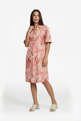 Alette jurk | Sand/Cranberry