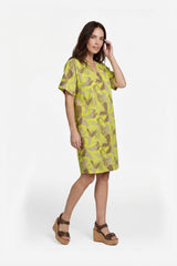 Oline jurk | Cyber Lime/Walnut