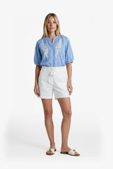 Bluse Edith | Eisblau/Offwhite