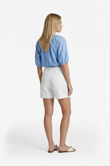 Bluse Edith | Eisblau/Offwhite