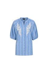 Bluse Edith | Eisblau/Offwhite