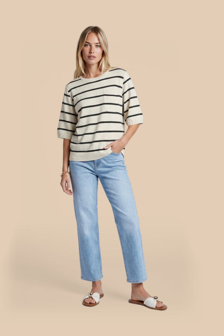 Genoveva Top | Sand/Schwarz