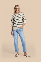 Genoveva Top | Sand/Schwarz