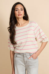 Genoveva Top | Wolle Weiß/Hübsches Rosa
