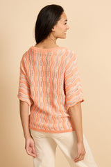 Gwenore top | Warm Coral/Wool White