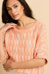Gwenore top | Warm Coral/Wool White