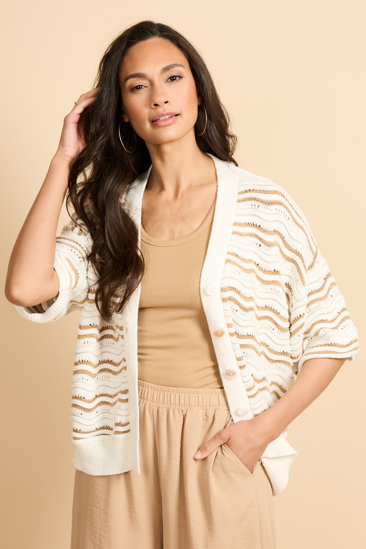 Helmi-Weste | Wollweiß/Kint Camel