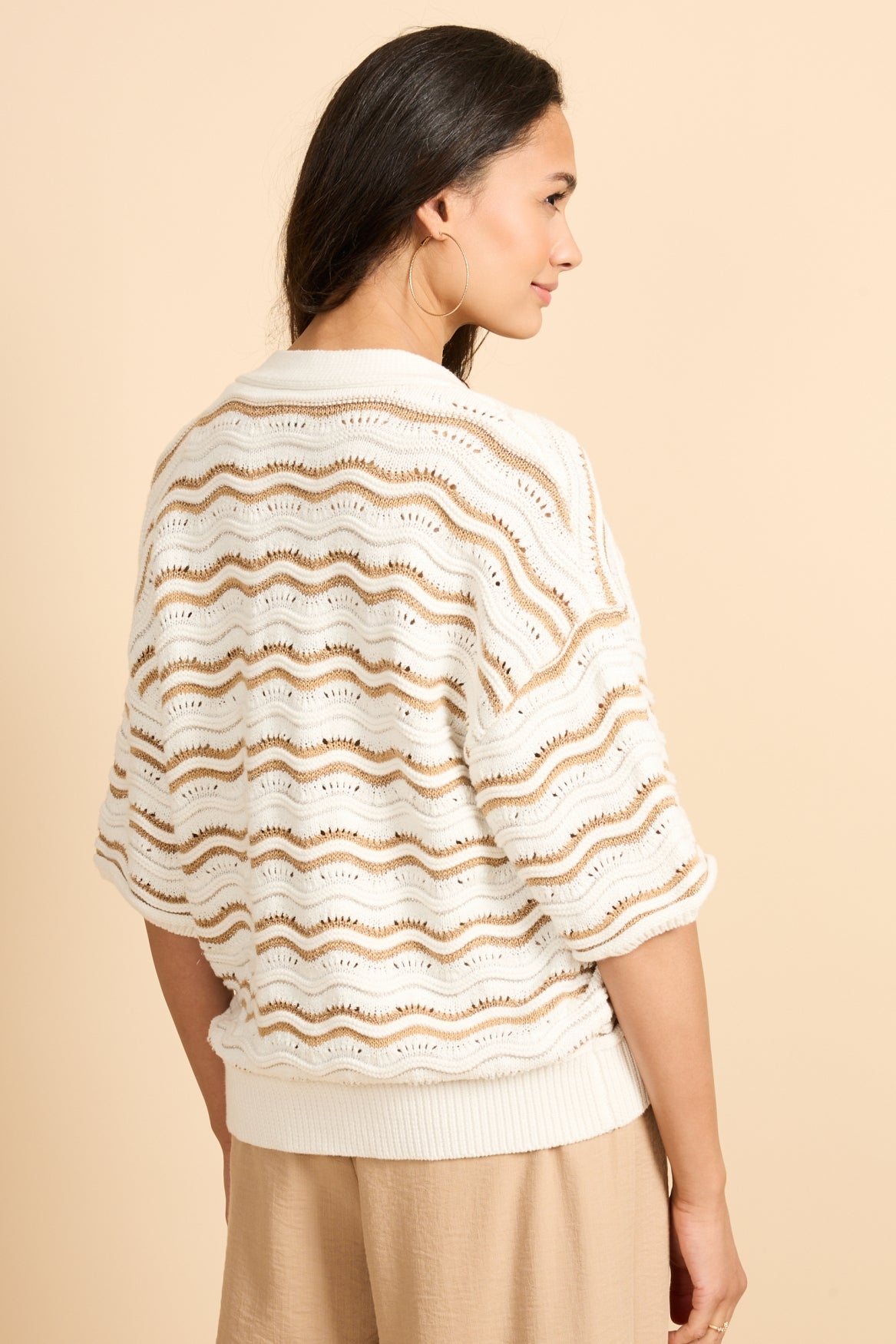 Helmi-Weste | Wollweiß/Kint Camel