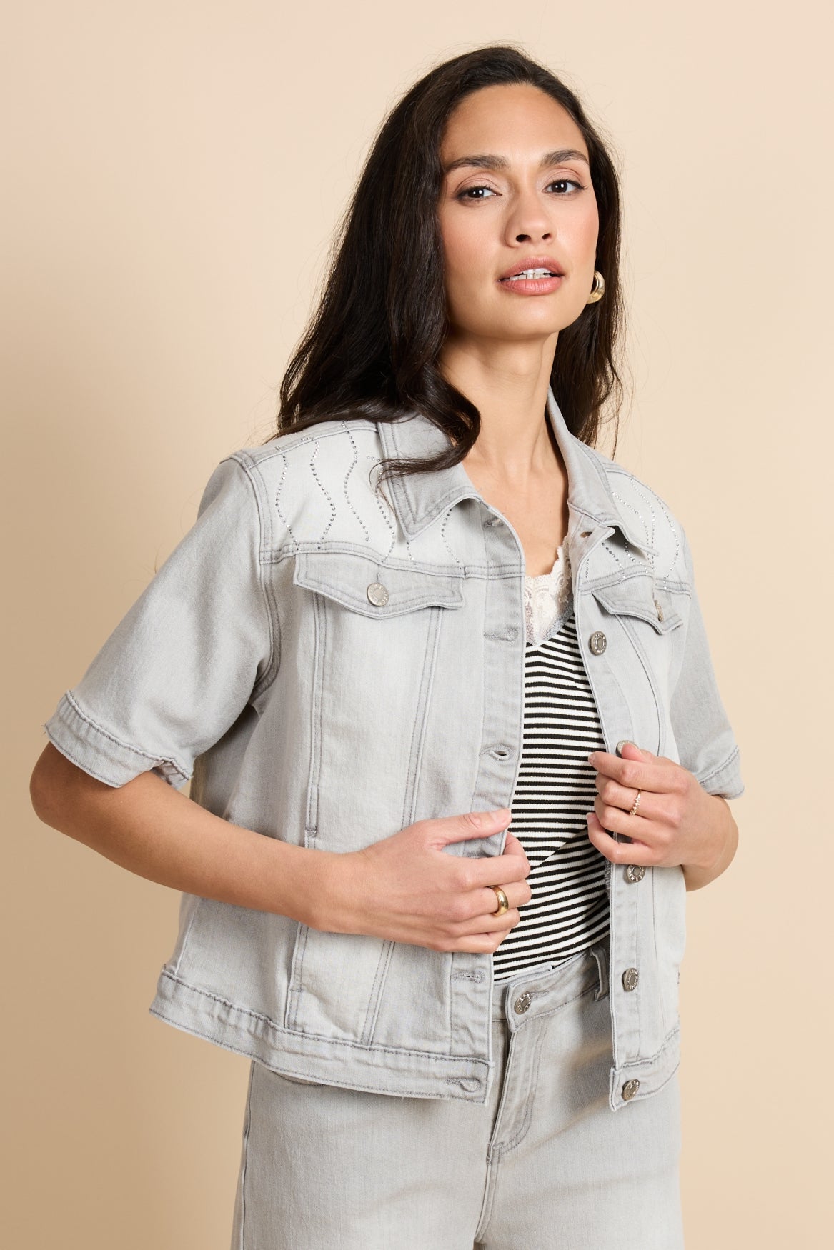 Evadne Jacke | Denim Hellgrau