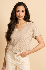Tirza top | Kint Camel/Offwhite