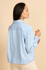 Wenya blouse | Celestial Blue/Offwhite
