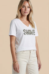 Halle T-Shirt | Offwhite/Walnut