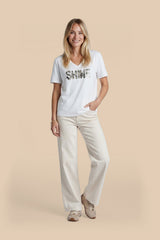 Halle T-Shirt | Offwhite/Walnut