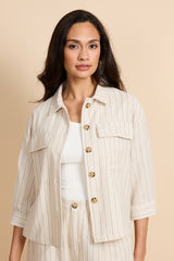 Bellamy-Bluse | Sand/Offwhite