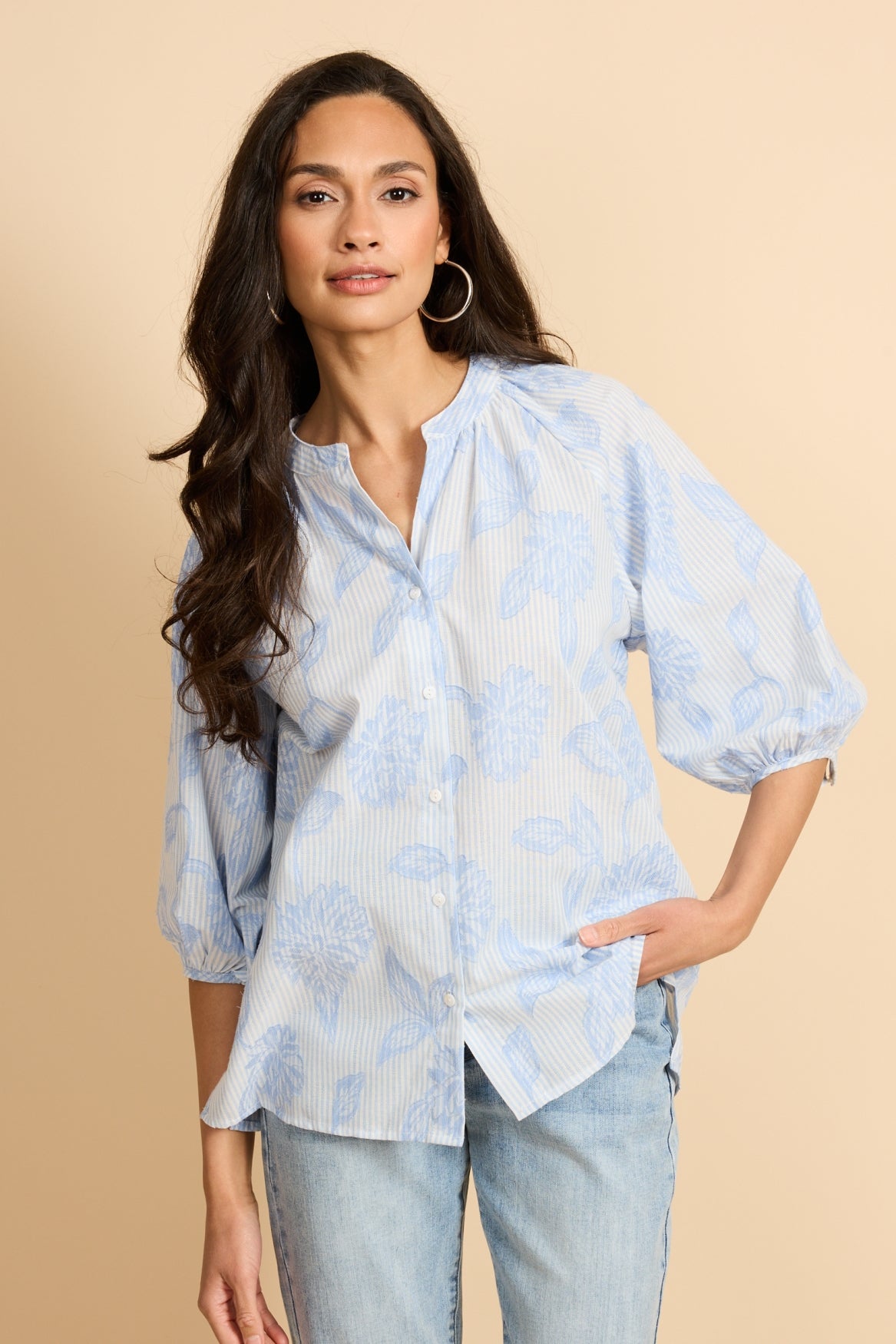 Kairi blouse | Celestial Blue/Off White