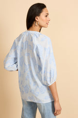 Kairi blouse | Celestial Blue/Offwhite