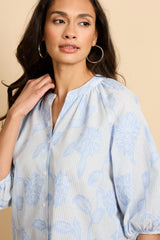 Kairi blouse | Celestial Blue/Offwhite