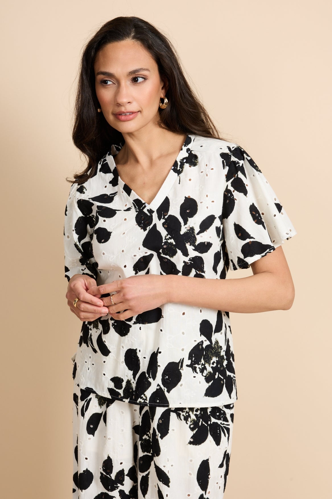 Ravella top | Offwhite/Black