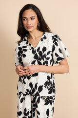 Ravella top | Offwhite/Black
