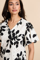 Ravella top | Offwhite/Black