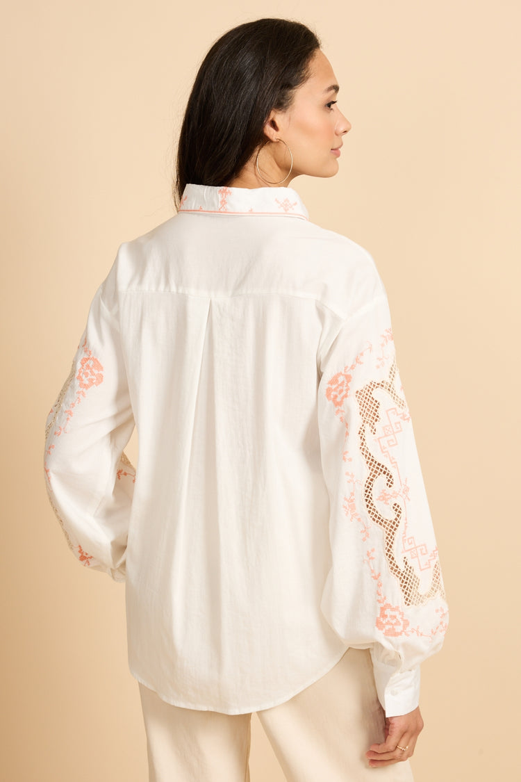 Anoukis Bluse | Offwhite/Warme Koralle