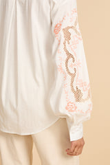 Anoukis Bluse | Offwhite/Warme Koralle