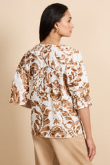 Ophelia Top | Off-White/Walnuss