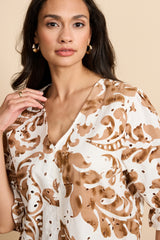 Ophelia Top | Off-White/Walnuss
