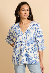 Ophelia Top | Cremeweiß/Hellindigo