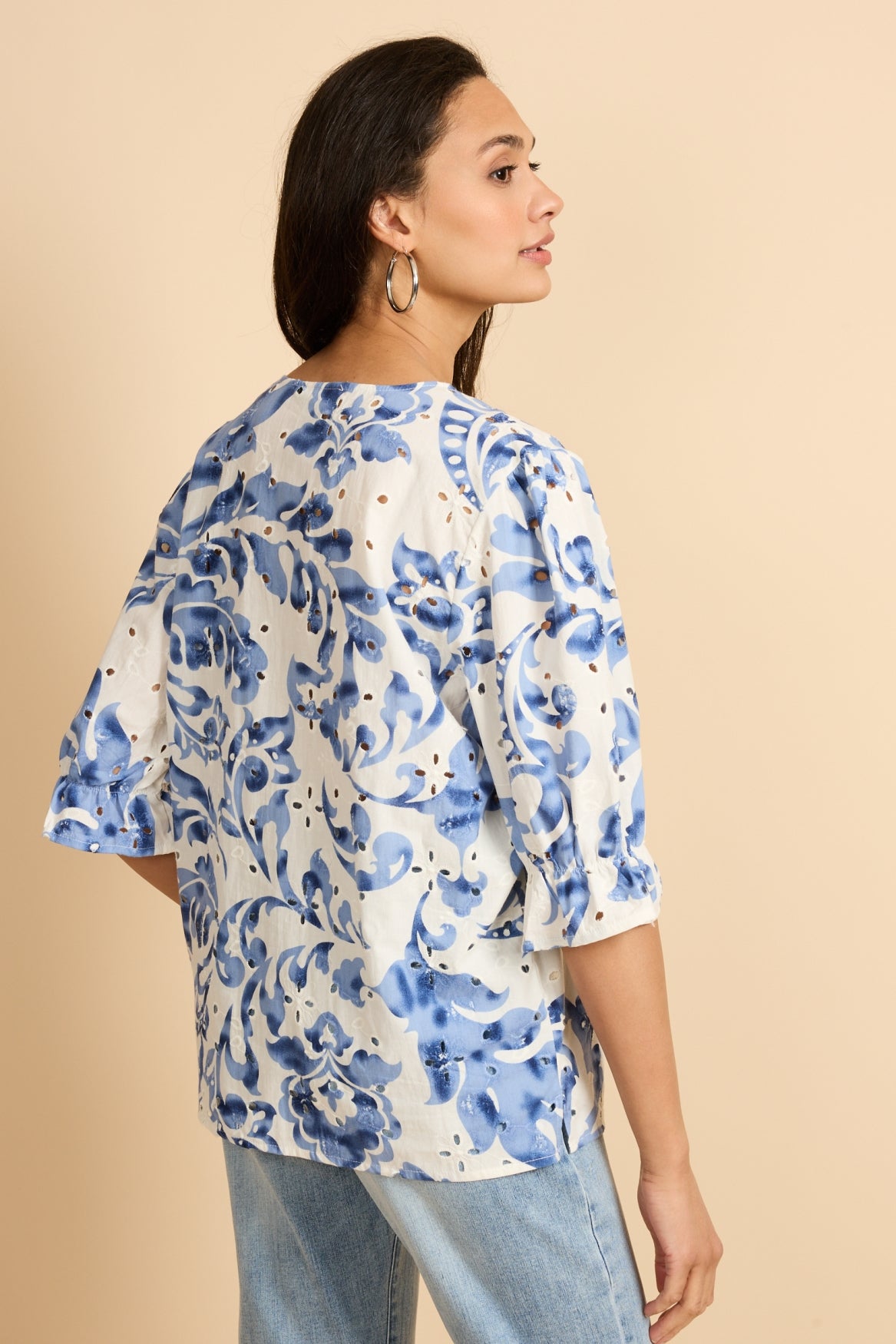 Ophelia top | Offwhite/Light Indigo