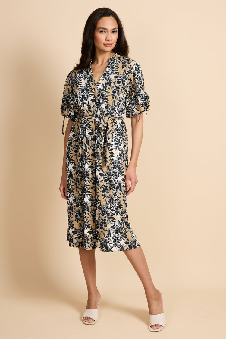 Evania-Kleid | Offwhite/Kint Camel