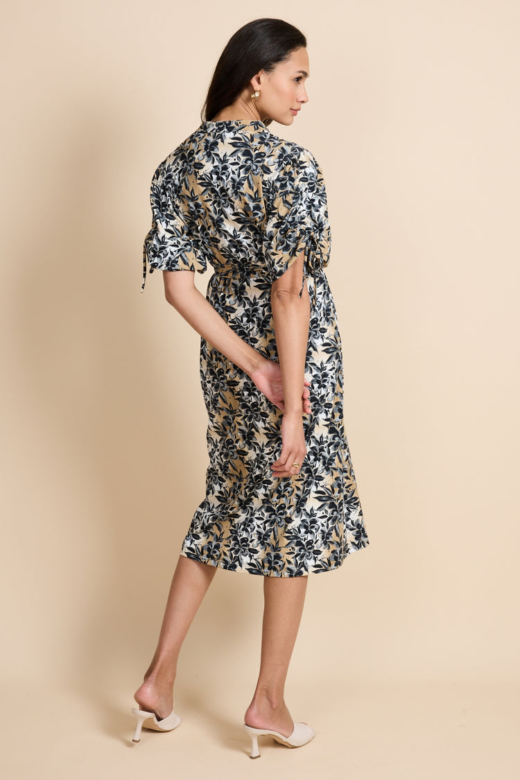 Evania-Kleid | Offwhite/Kint Camel