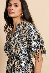 Evania-Kleid | Offwhite/Kint Camel
