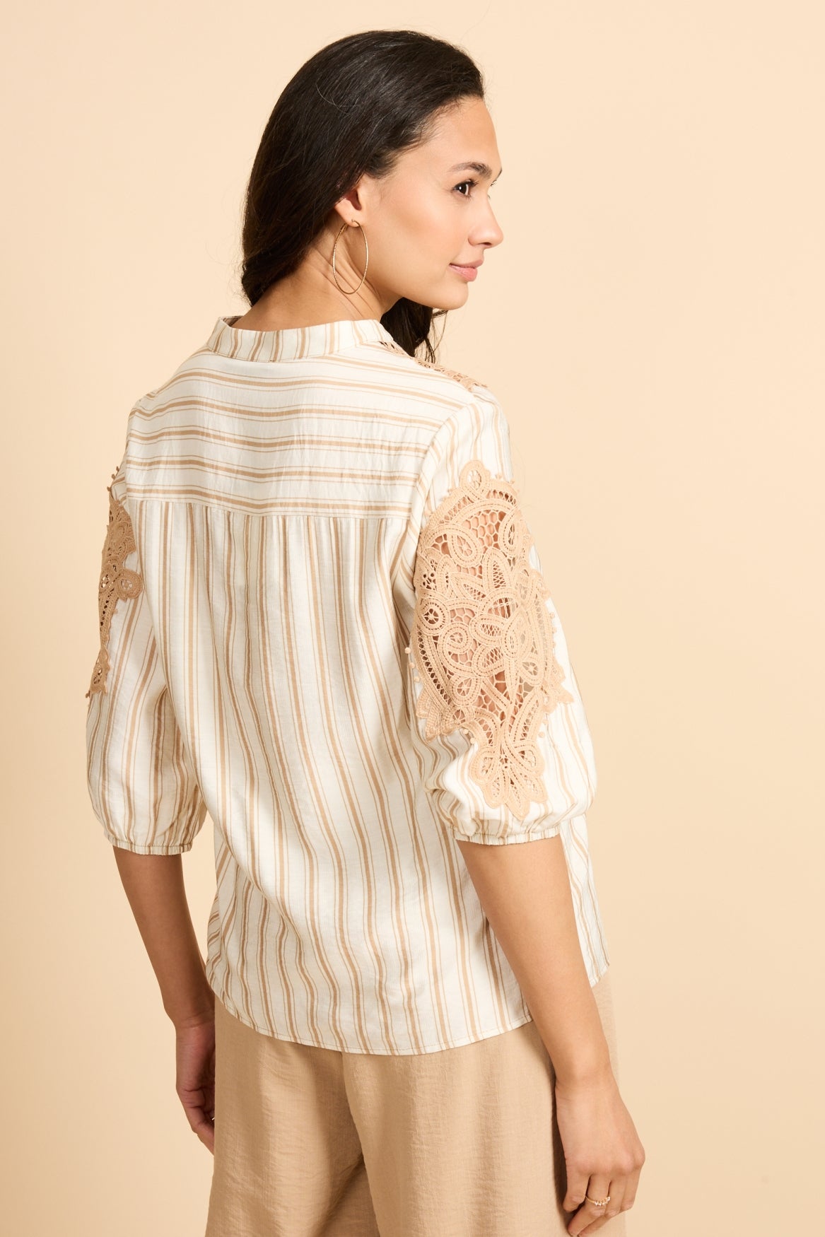 Hester-Bluse | Offwhite/Kint Camel