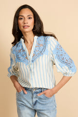 Hester blouse | Offwhite/True Blue