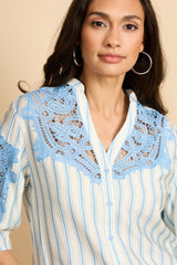 Hester blouse | Offwhite/True Blue