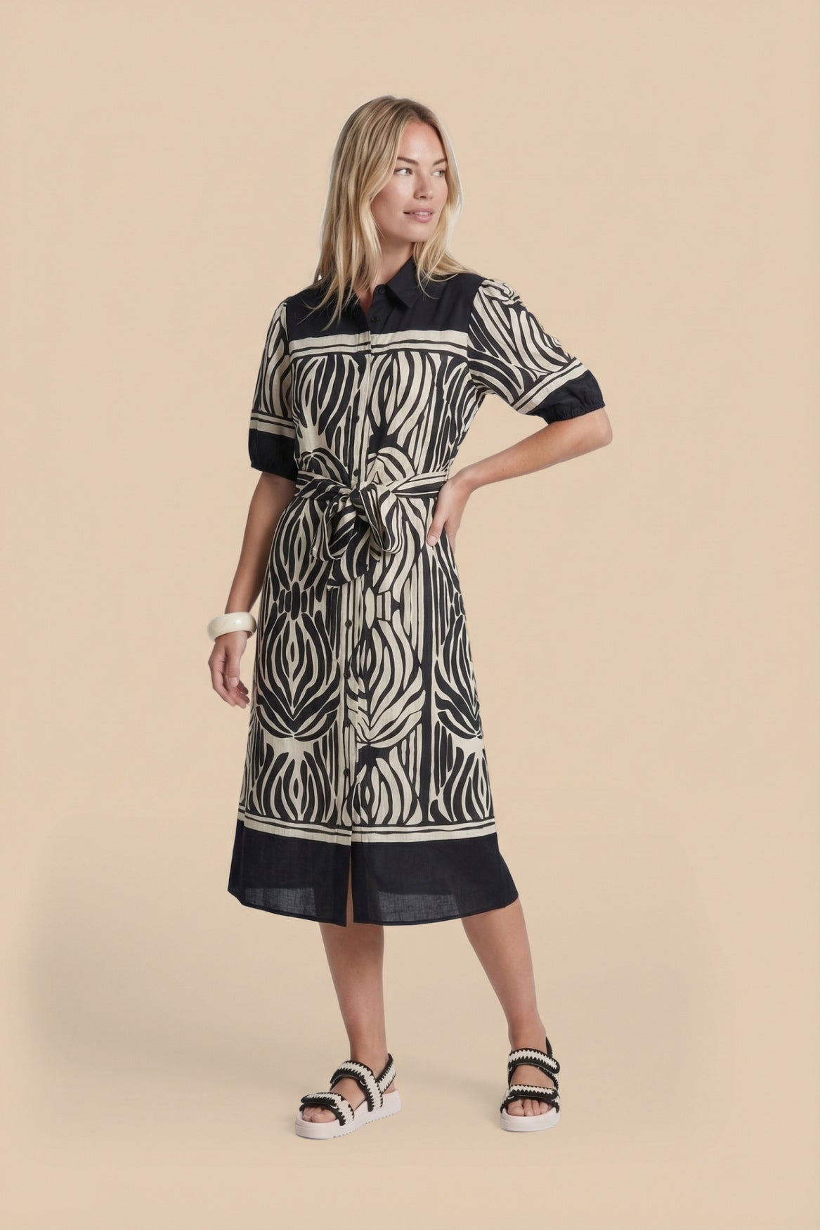 Jiska Kleid | Schwarz/Sand