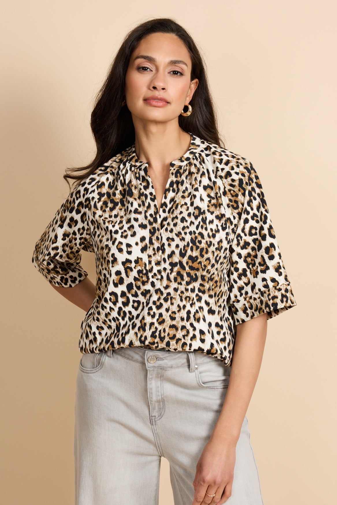 Penelope top | Offwhite/Walnut