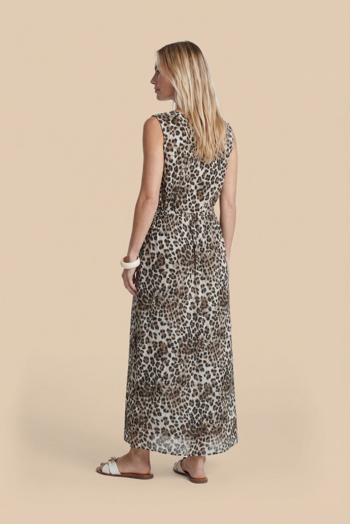 Safranfarbenes Kleid | Cremeweiß/Walnuss