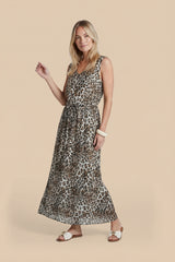 Safranfarbenes Kleid | Cremeweiß/Walnuss