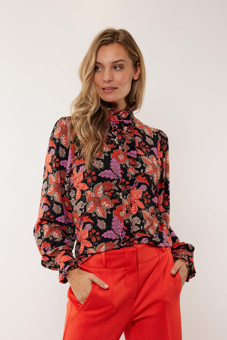 Bette blouse | Black/Poppy