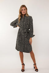 Burcu-Kleid | Schwarz/Cremeweiß