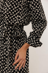 Burcu-Kleid | Schwarz/Cremeweiß